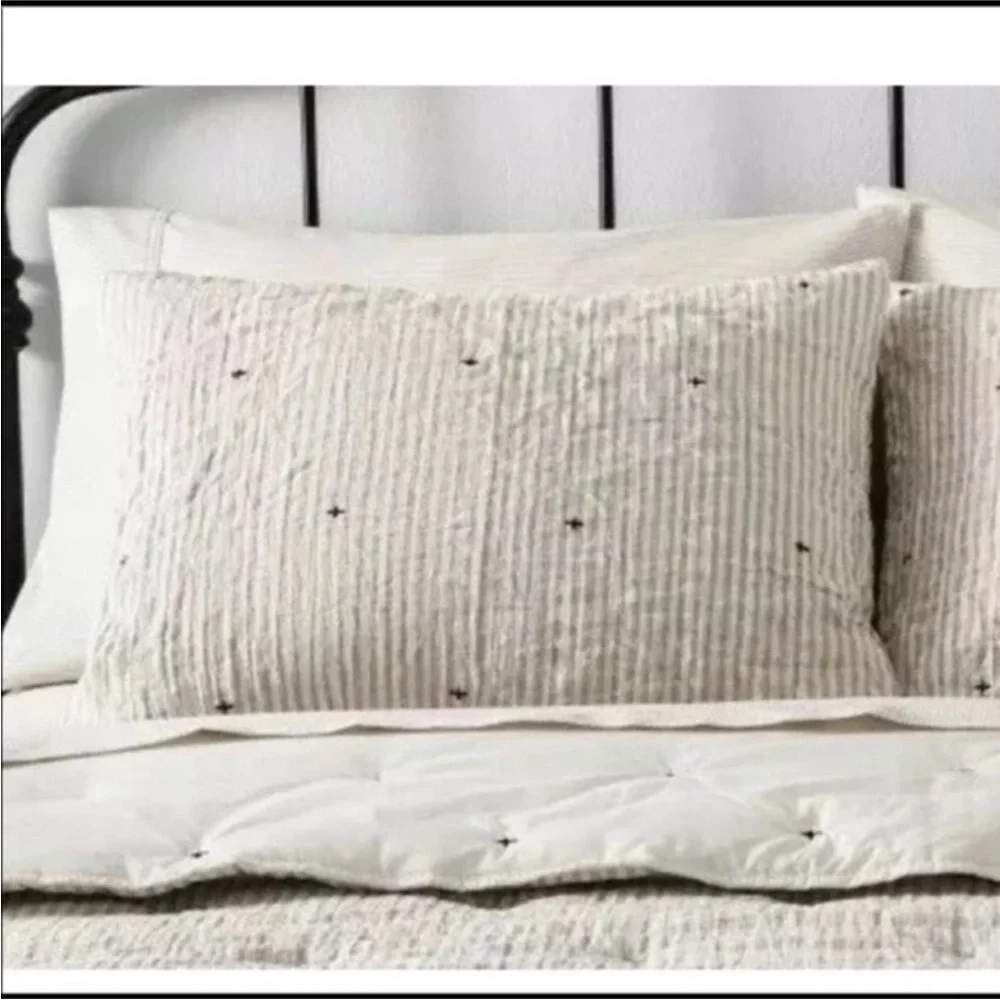 Stripe and Stitch Embroidery 1/ Sham ~ Hearth & Hand with Magnolia